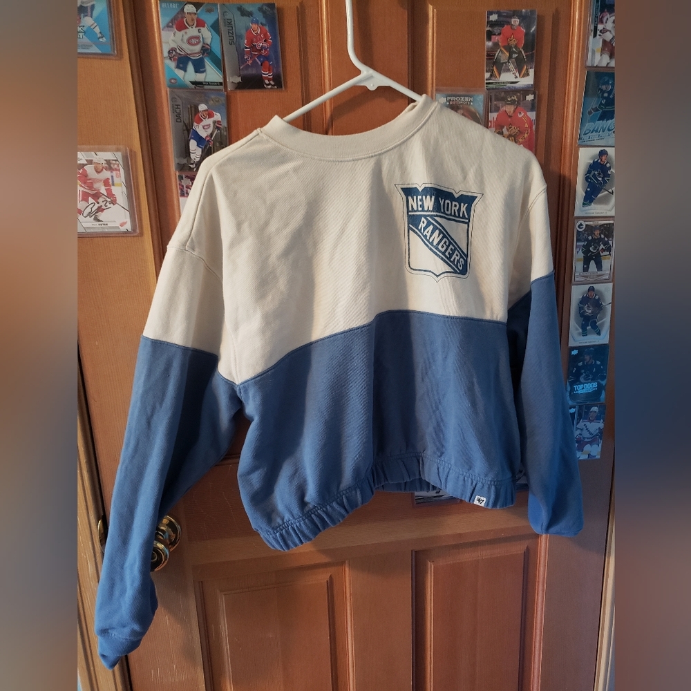 New York Rangers Hockey Cropped Sweatshirt